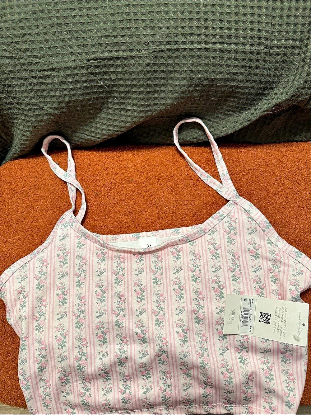 AS Revival Floral Stripe Cami in Pink & White Size large NWT